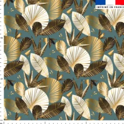 Feuillage exotique art déco gold - Fond canard