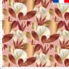 Feuillage exotique art déco rose et bordeaux - Fond rose