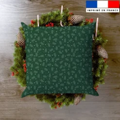 Feuille d'hiver et étoile - Fond vert foncé
