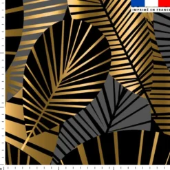 Feuilles art déco grises et or - Fond noir