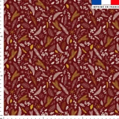 Feuilles d'or Noel - Fond rouge