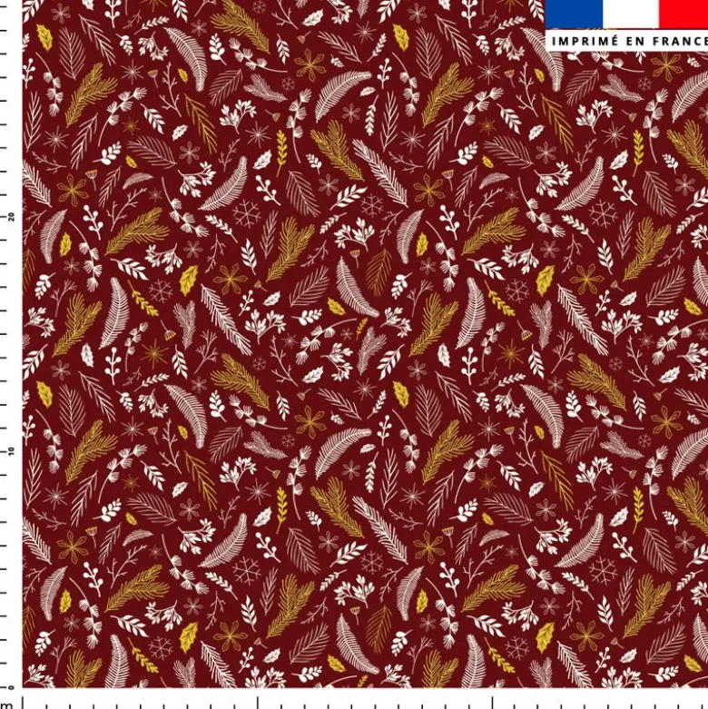 Feuilles d'or Noel - Fond rouge