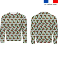 Feuilles et baies de houx effet tricoté - Fond blanc