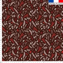 Feuilles rouge Noel - Fond grenat