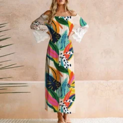 Feuilles tropicales multicolores - Fond beige