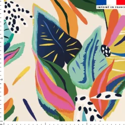 Feuilles tropicales multicolores - Fond beige