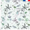 Flamant coco gris - Fond bleu - Création Lili Bambou Design