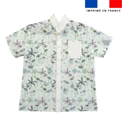 Flamant coco gris - Fond bleu - Création Lili Bambou Design