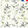 Flamant coco gris - Fond vert - Création Lili Bambou Design
