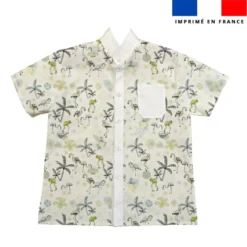 Flamant coco gris - Fond vert - Création Lili Bambou Design