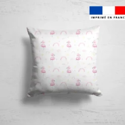 Flamant rose et arc en ciel aquarelle - Fond blanc