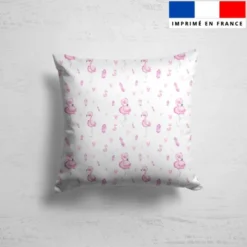 Flamant rose et quartz rose - Fond blanc
