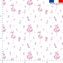 Flamant rose et quartz rose - Fond blanc