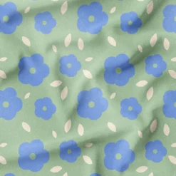 Fleur bleu - Fond vert - Création Pauline Recht