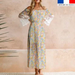 Fleur champêtre multicolore - Fond blanc
