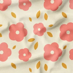 Fleur corail rose - Fond beige - Création Pauline Recht