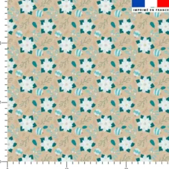 Fleur d'hiver bleue et blanche - Fond taupe