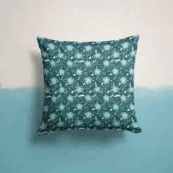 Fleur d'hiver bleue - Fond bleu canard