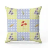 Fleurs champêtres vichy bleu et jaune - Fond blanc - Création Lili Bambou Design