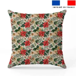Fleurs de poinsettia rouges et dorées - Fond blanc