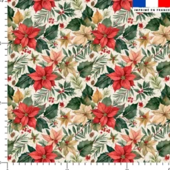 Fleurs de poinsettia rouges et dorées - Fond blanc