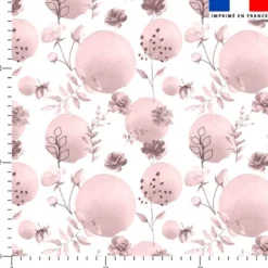 Fleurs et arrondis aquarelle vieux rose - Fond blanc