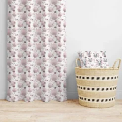 Fleurs et arrondis aquarelle vieux rose - Fond blanc