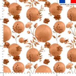 Fleurs et arrondis aquarelle marron - Fond blanc