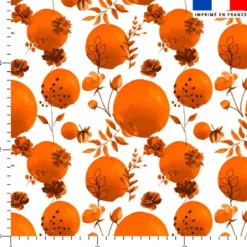 Fleurs et arrondis aquarelle orange - Fond blanc