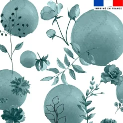 Fleurs et arrondis aquarelle vert de gris - Fond blanc