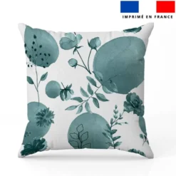 Fleurs et arrondis aquarelle vert de gris - Fond blanc