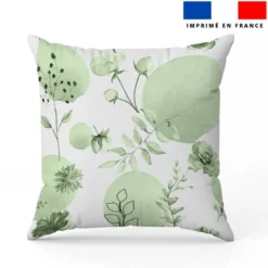 Fleurs et arrondis aquarelle vert clair - Fond blanc