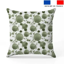 Fleurs et arrondis aquarelle vert kaki - Fond blanc