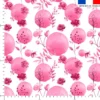 Fleurs et arrondis aquarelle rose fuchsia - Fond blanc