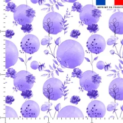 Fleurs et arrondis aquarelle violet - Fond blanc