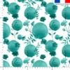 Fleurs et arrondis aquarelle vert émeraude - Fond blanc