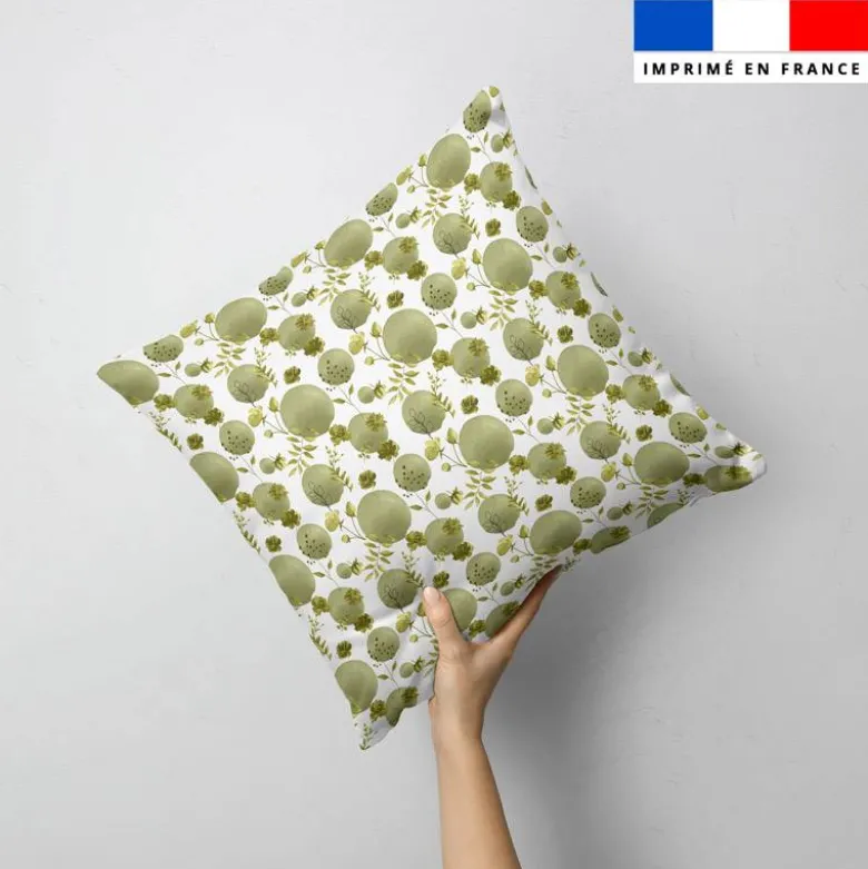 Fleurs et arrondis aquarelle vert - Fond blanc