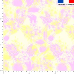 Fleurs Hawaï parme et jaune - Fond crème - Création Lili Bambou Design
