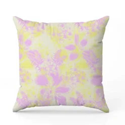 Fleurs Hawaï parme et jaune - Fond crème - Création Lili Bambou Design