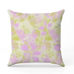 Fleurs Hawaï parme et olive - Fond crème - Création Lili Bambou Design
