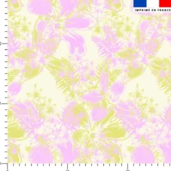 Fleurs Hawaï parme et olive - Fond crème - Création Lili Bambou Design