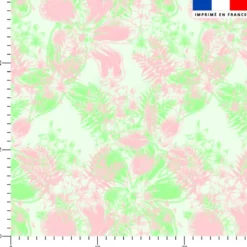Fleurs Hawaï rose et vert - Fond crème - Création Lili Bambou Design