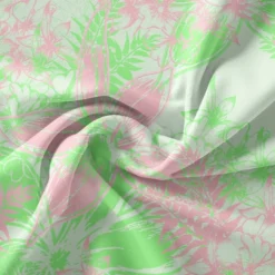 Fleurs Hawaï rose et vert - Fond crème - Création Lili Bambou Design