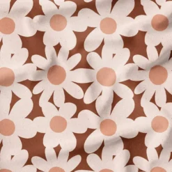 Fleurs rétro roses - Fond acajou - Création Pauline Recht