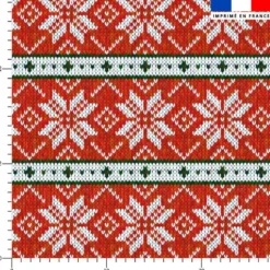 Flocon de neige effet tricoté - Fond rouge