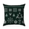 Flocon et renne de Noël effet tricoté - Fond vert