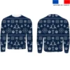 Flocon et renne de Noël effet tricoté - Fond bleu