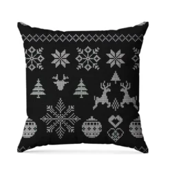 Flocon et renne de Noël effet tricoté - Fond anthracite