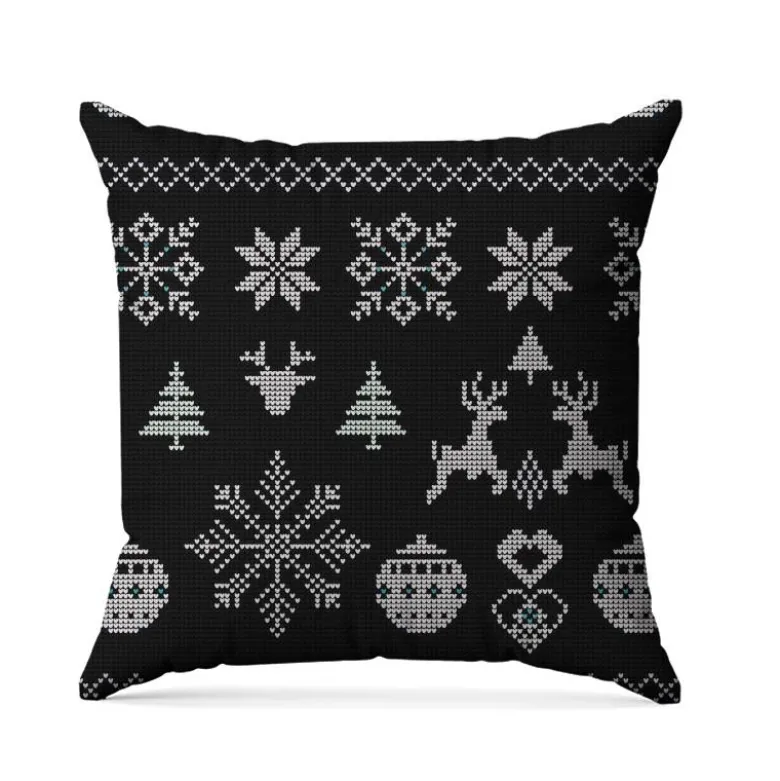Flocon et renne de Noël effet tricoté - Fond anthracite