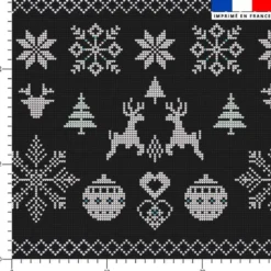 Flocon et renne de Noël effet tricoté - Fond anthracite